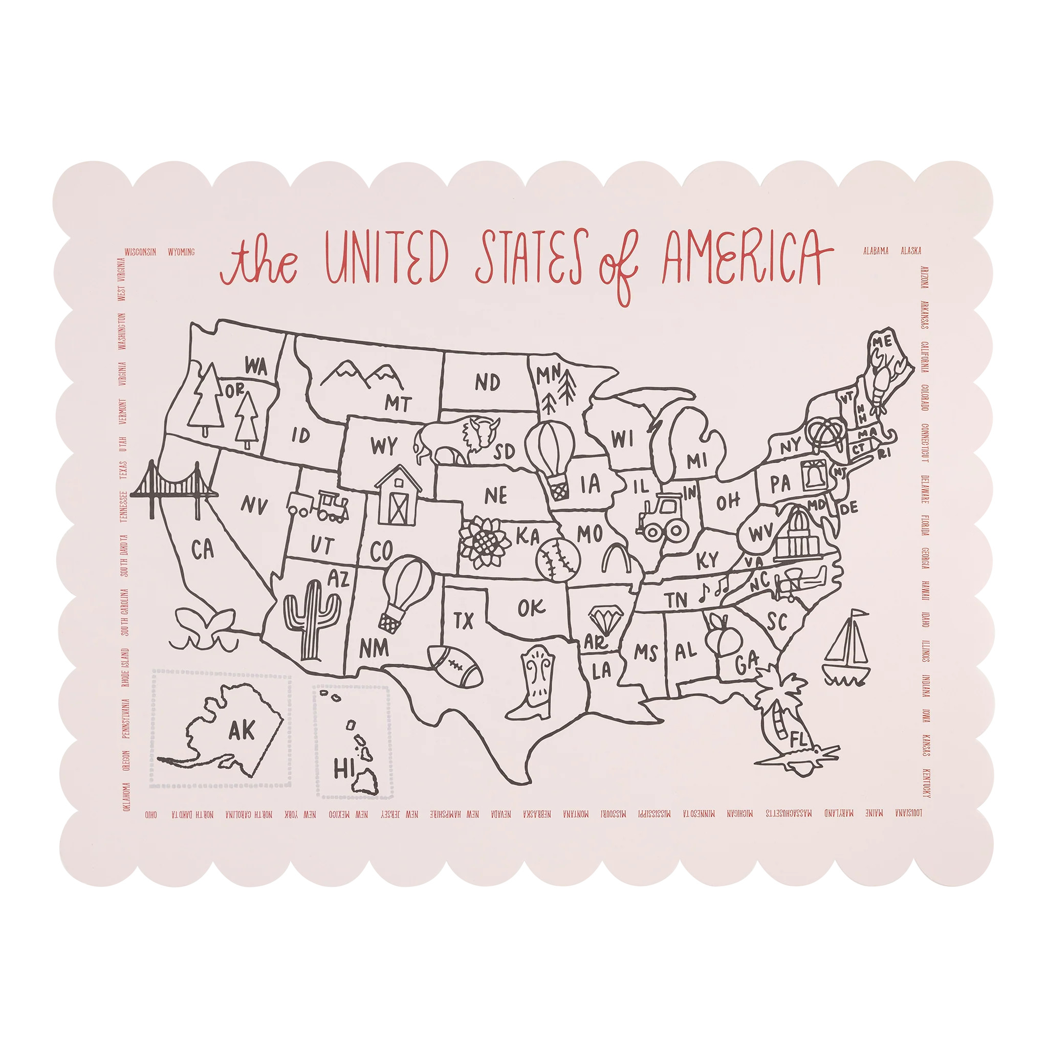 Color the USA Map Paper Placemat | My Mind's Eye