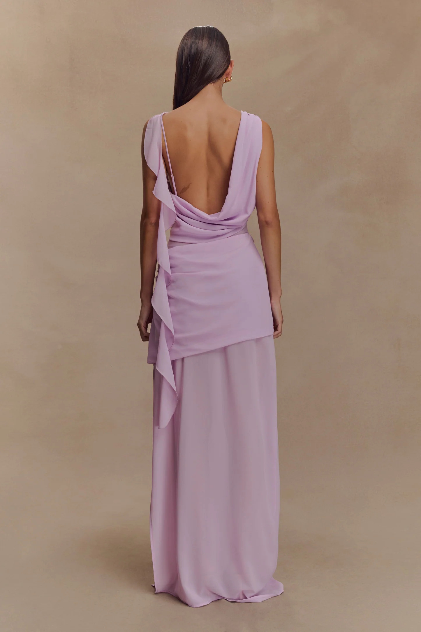 Daria Draped Chiffon Maxi Dress - Light Lilac | Meshki (APAC)