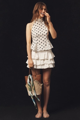 By Anthropologie Ruffled Denim Mini Skirt | Anthropologie (US)