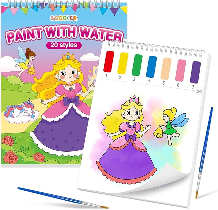 Paint with Water Coloring Books for Toddlers,Mess Free Watercolor Painting Papers for Kids Water ... | Amazon (US)