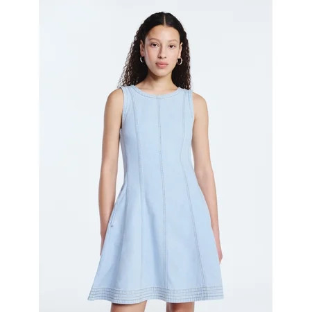 Free Assembly Women s and Women s Plus Sleeveless Denim Panel Mini Dress Sizes XS-4X | Walmart (US)