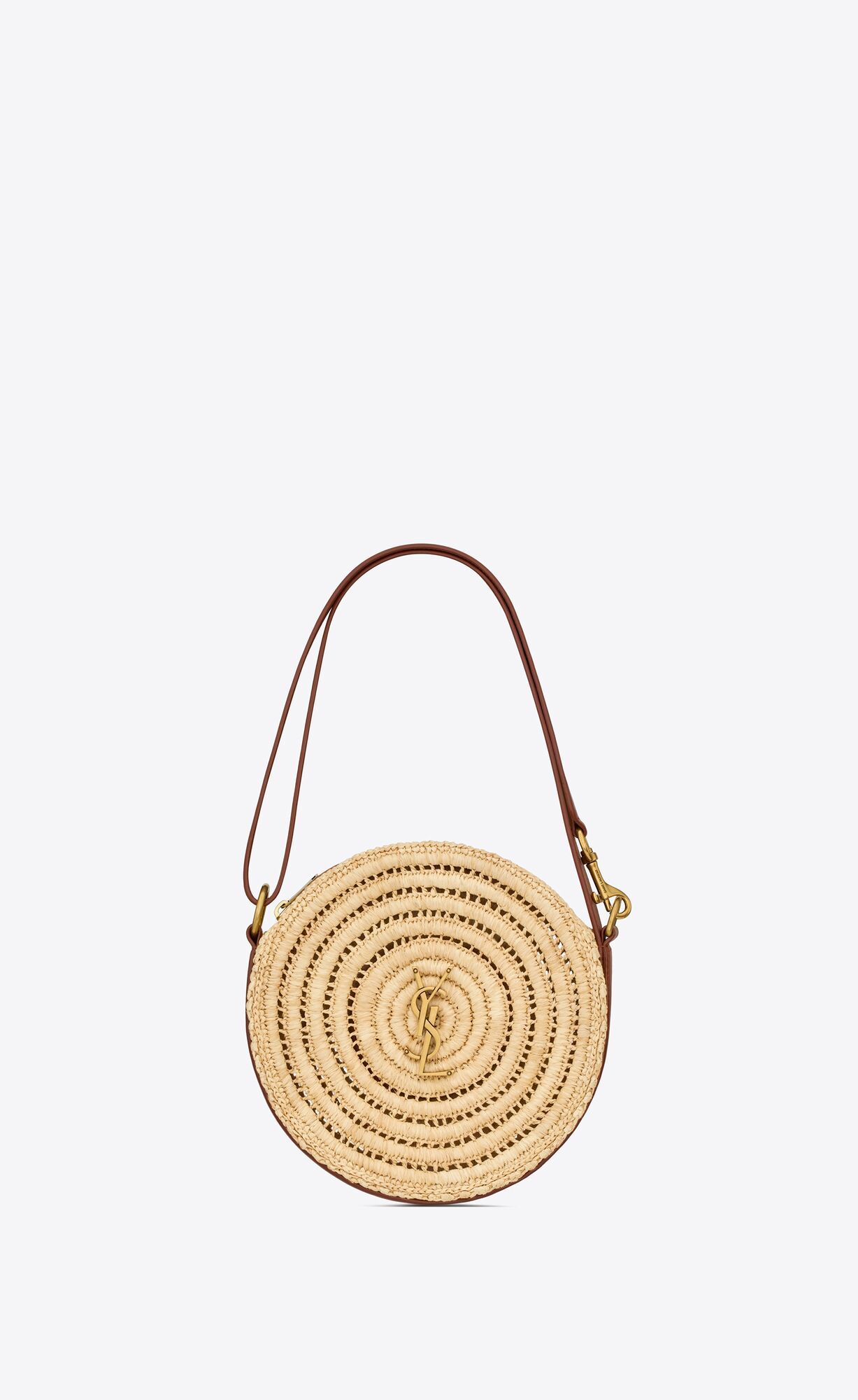 Round openwork camera bag decorated with the cassandre. | Saint Laurent Inc. (Global)