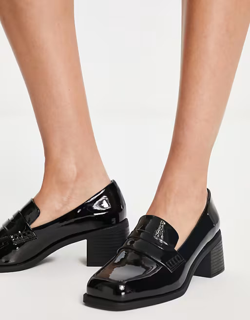 ASOS DESIGN - Stanford - Mocassins habillées à talon mi-haut - Noir | ASOS (Global)