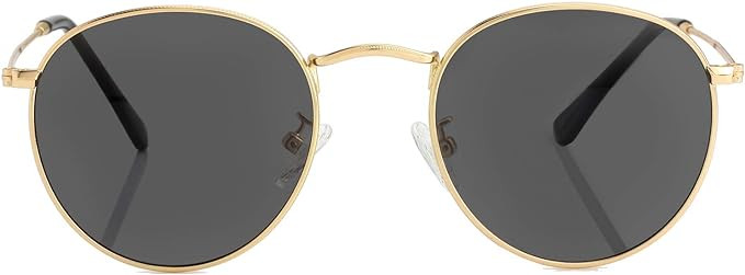 Small Round Polarized Sunglasses for Men Women Mirrored Lens Classic Circle Sun Glasses | Amazon (US)