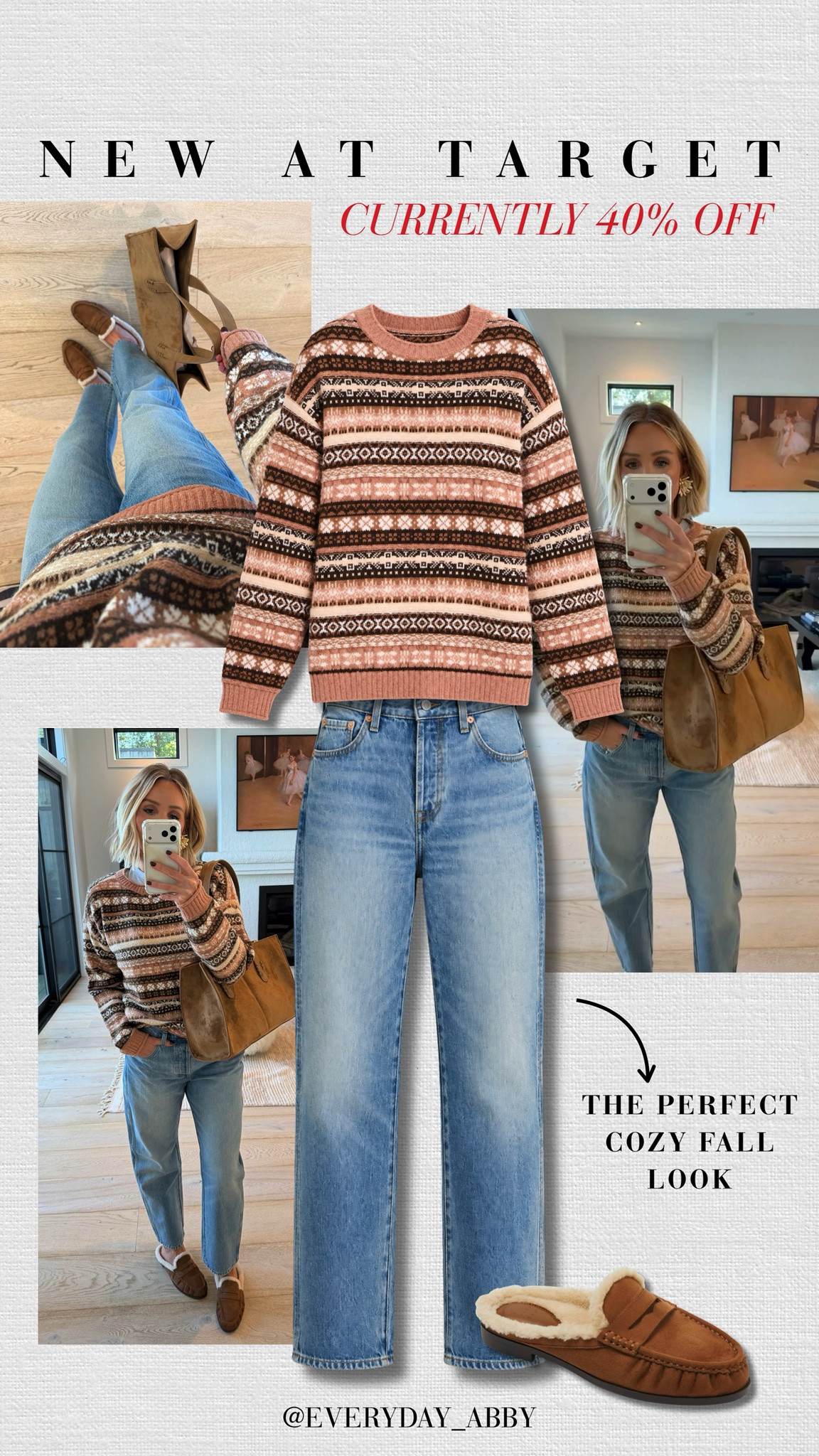 Full Target look 🤍✨ wearing a medium in the sweater and an 8 in the denim
