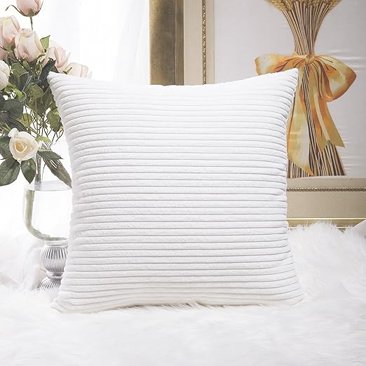 Home Brilliant Super Soft Large Pillow Cover Striped Corduroy Decorative Euro Sham Throw Pillow C... | Amazon (US)