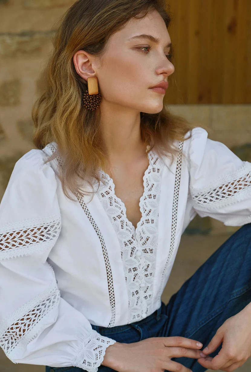Drew Cotton Blouse - Ivory | Petite Studio NYC