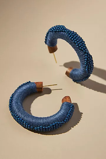 Embellished Raffia Hoop Earrings | Anthropologie (US)