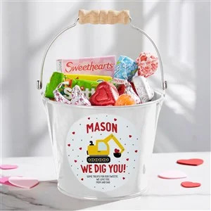 I Dig You Personalized Valentine's Day Mini Treat Bucket- White | Personalization Mall