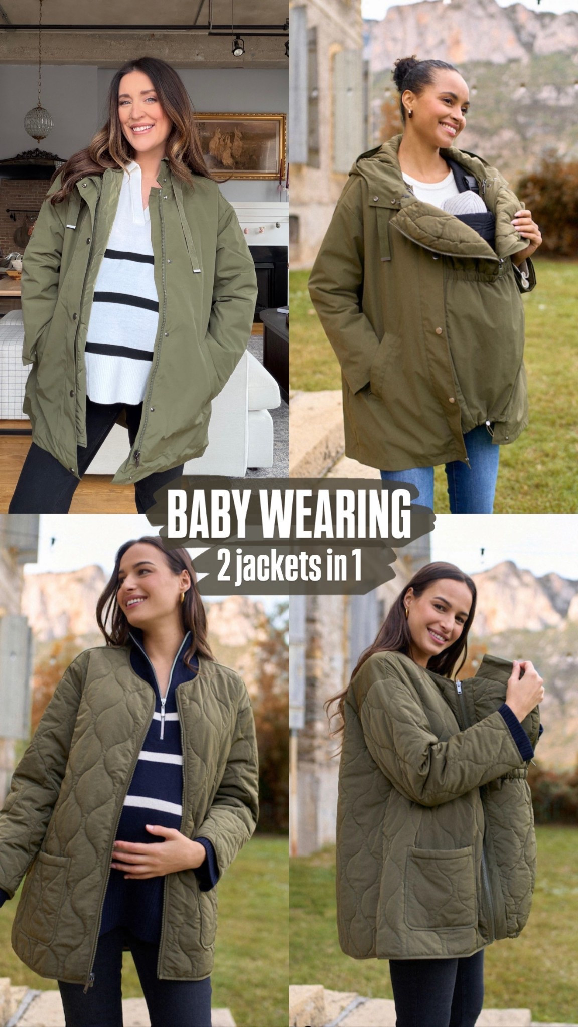 This 2 in 1 versatile jacket is SO COOL and is rain resistant. Plus you can zip in the extra piece and baby wear with it too. From Seraphine at NEXT @nextofficial @seraphinematernity 

Use my code SHELBI10 for 10% off 

I’m wearing a size 4 or M in all! 

#LTKBaby #LTKBump