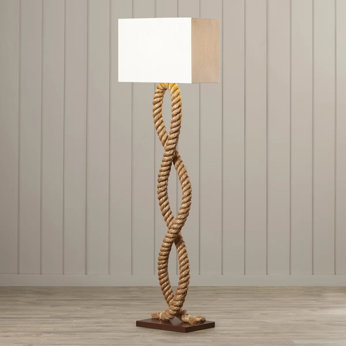 Blanchette Jute Rope Floor Lamp with Linen Shade | Wayfair North America
