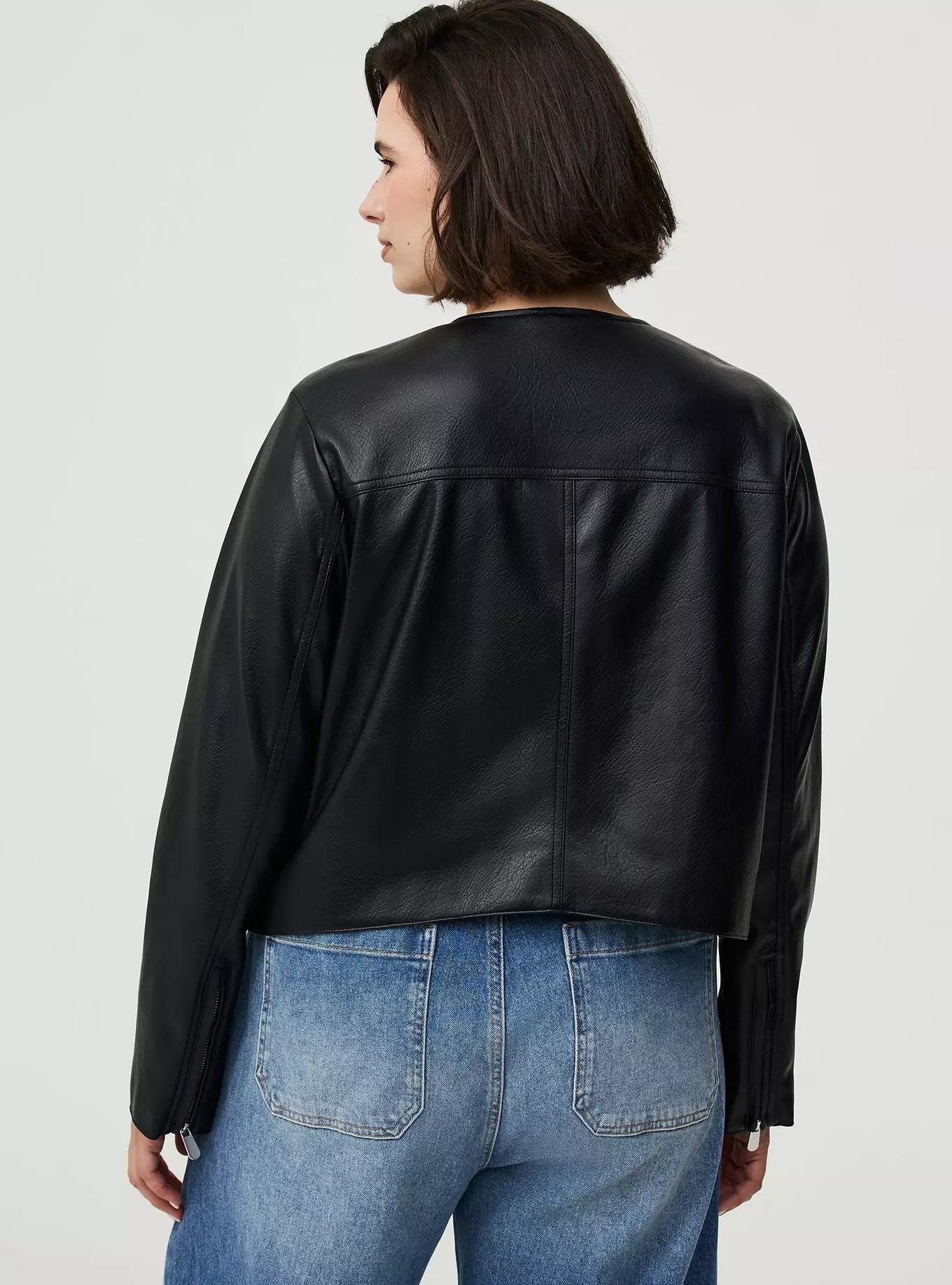 Faux Leather Collarless Moto Jacket | Torrid (US & Canada)