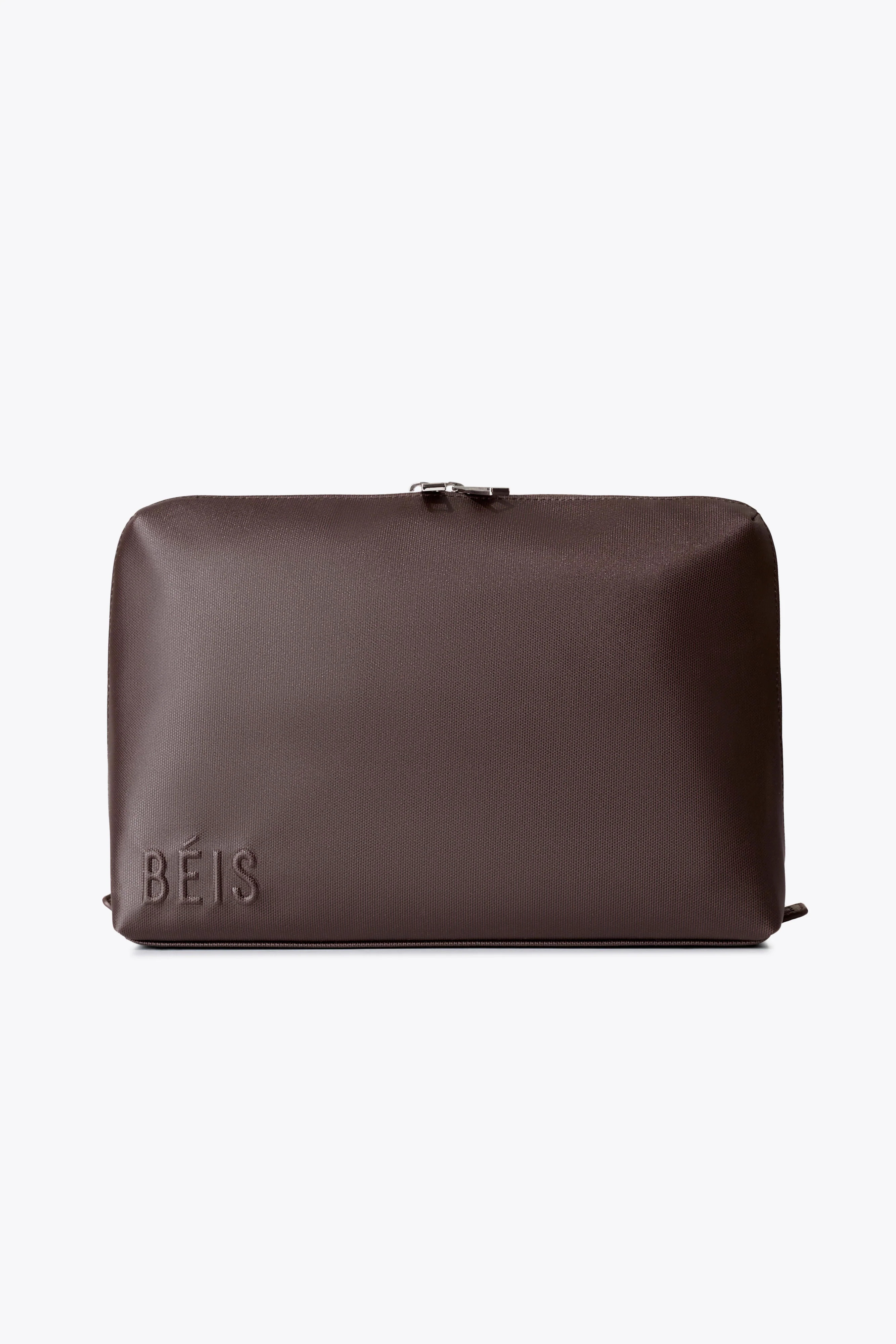BÉIS ‘The Large Cosmetic Pouch’ in Espresso - Brown Large Cosmetic Travel Bag & Makeup Bag | BEIS