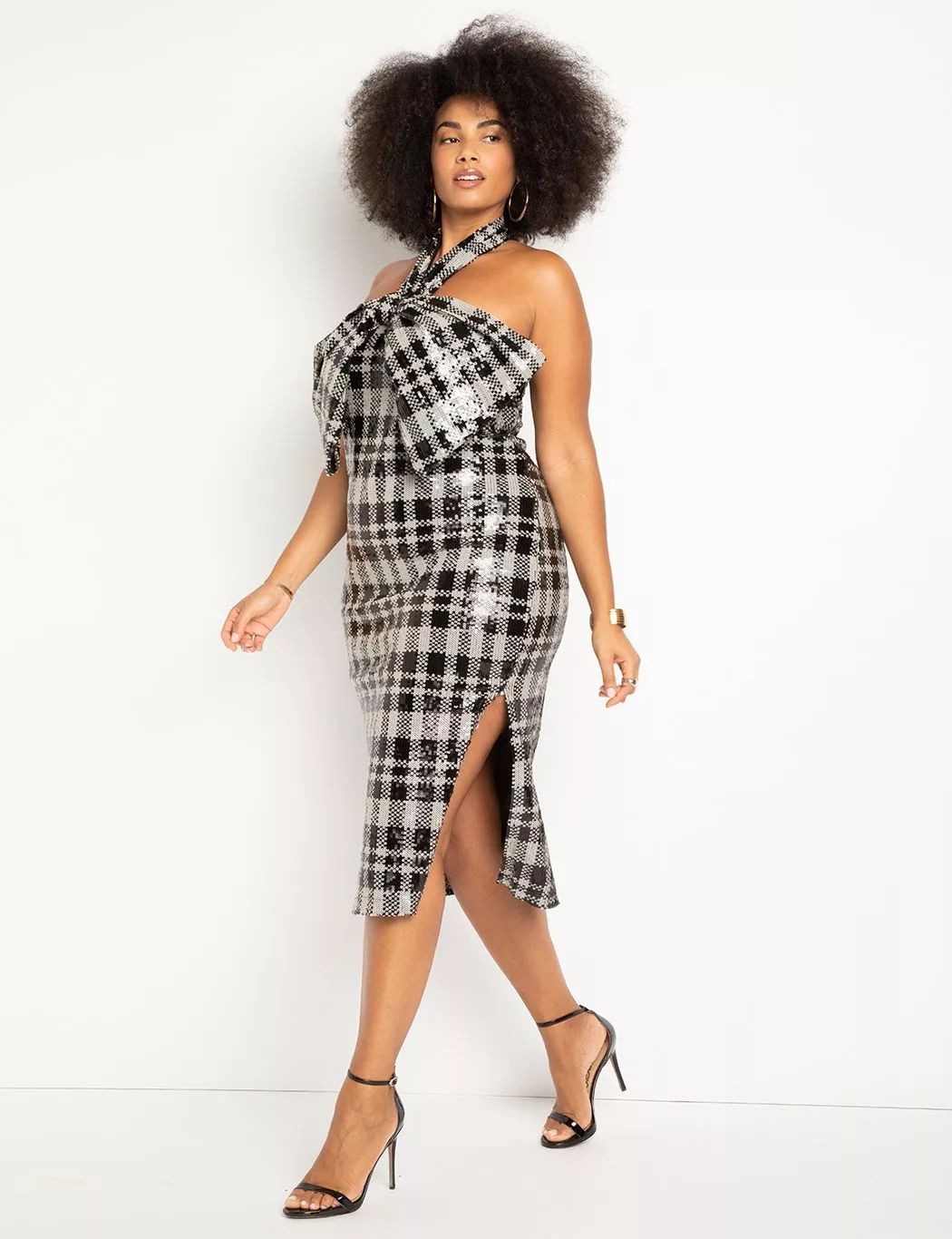 Plaid Sequin Bow Dress | Eloquii