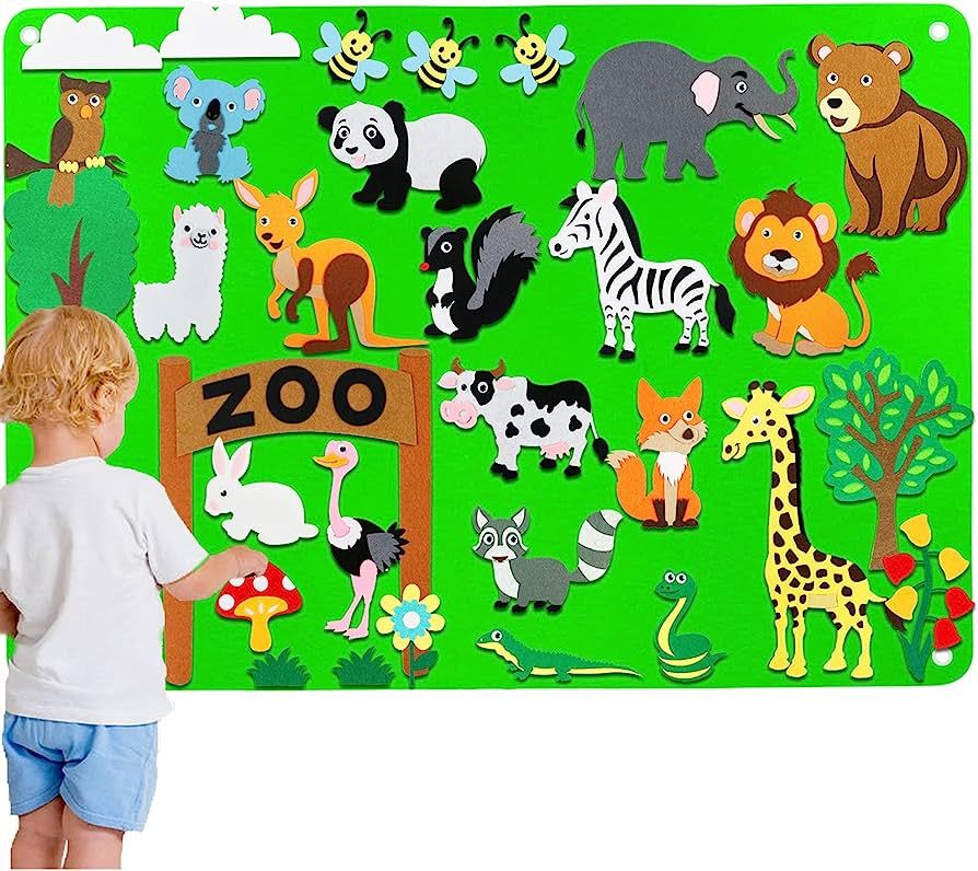 Craftstory Zoo Animals Felt Board Story Set for Toddlers 32 Pieces Felt Jungle Animals Toys Figur... | Amazon (US)