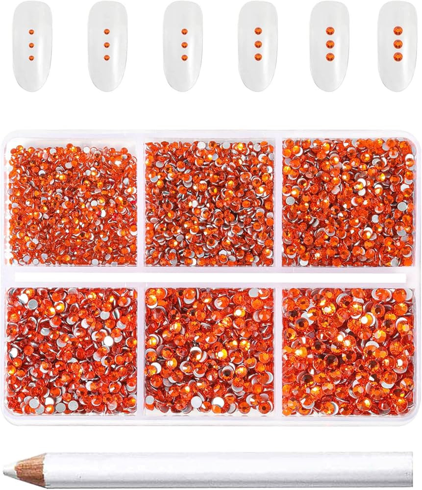 Beadsland 7200pcs Flatback Rhinestones,Orange Rhinestones Nail Gems Round Crystal Rhinestones for... | Amazon (US)