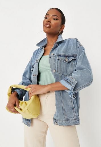 Recycled Blue Oversized Denim Jacket | Missguided (US & CA)