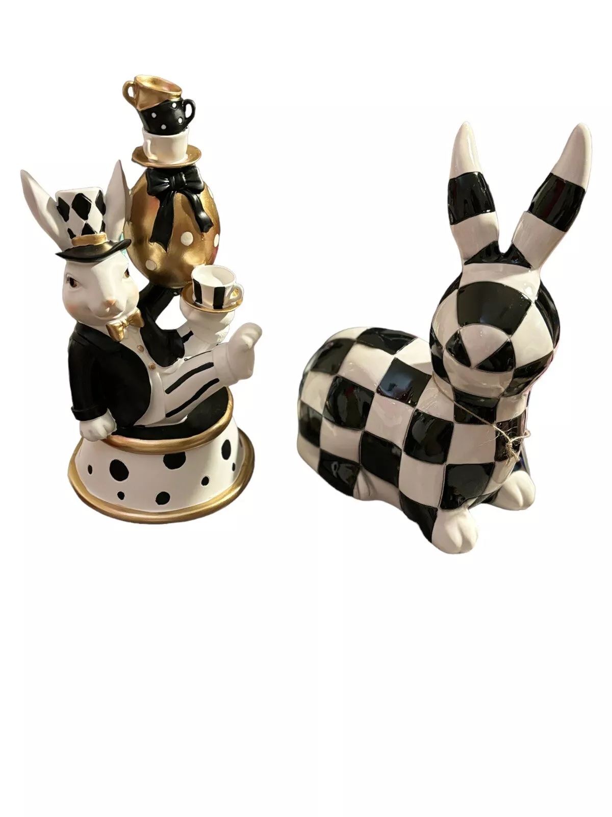 Hip & Hop Black and White Checkered Easter Bunny  & Mad Hatter Set 2  | eBay | eBay US