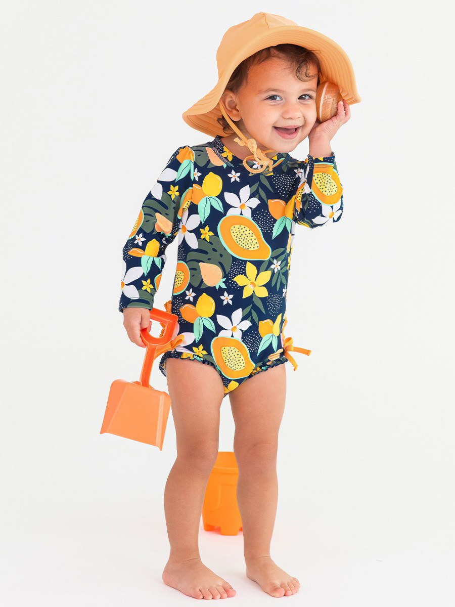 Long Sleeve One Piece Rash Guard | RuffleButts / RuggedButts