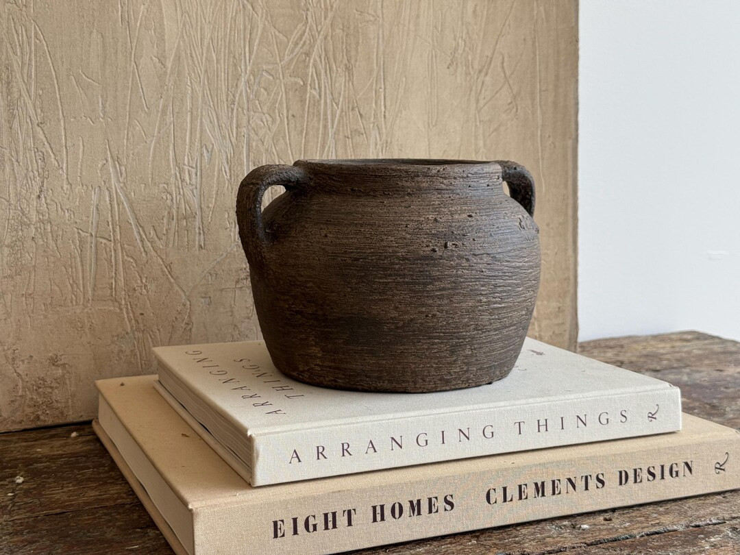 Black Matte Vase, Black Rustic Jug With Handle 8.5'' Wide, Wabi-sabi Vase , Artisan Hand Finish V... | Etsy (US)