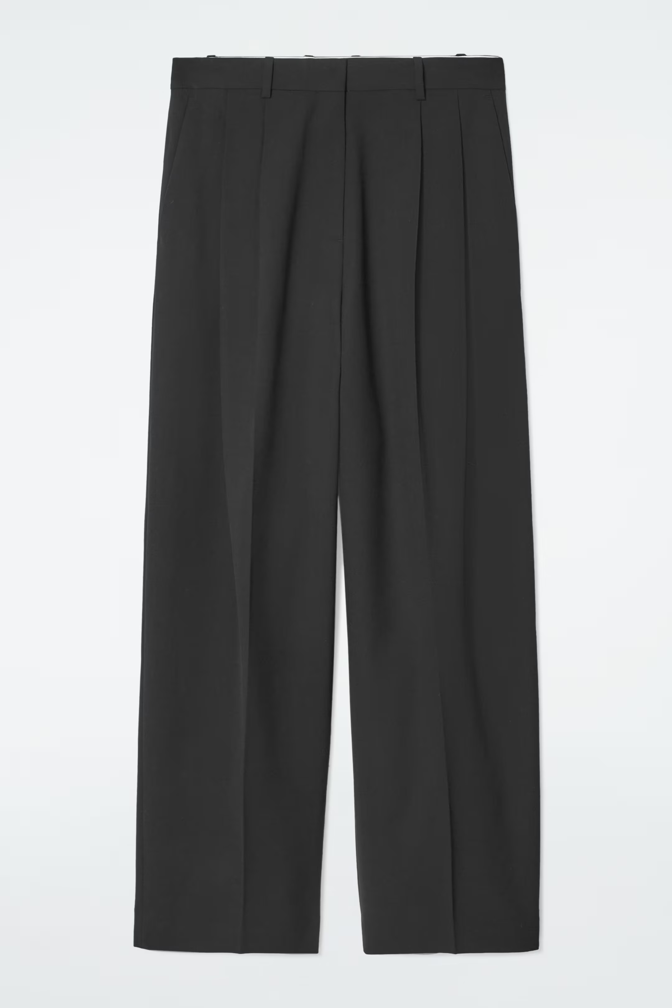 RELAXED TWILL WIDE-LEG TROUSERS - BLACK | COS UK