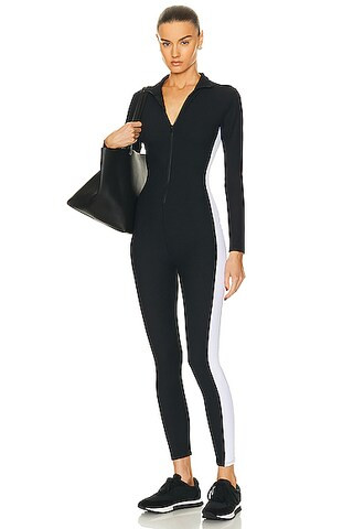 YEAR OF OURS Thermal Ski Onesie Jumpsuit in Black & White | FWRD | FWRD 