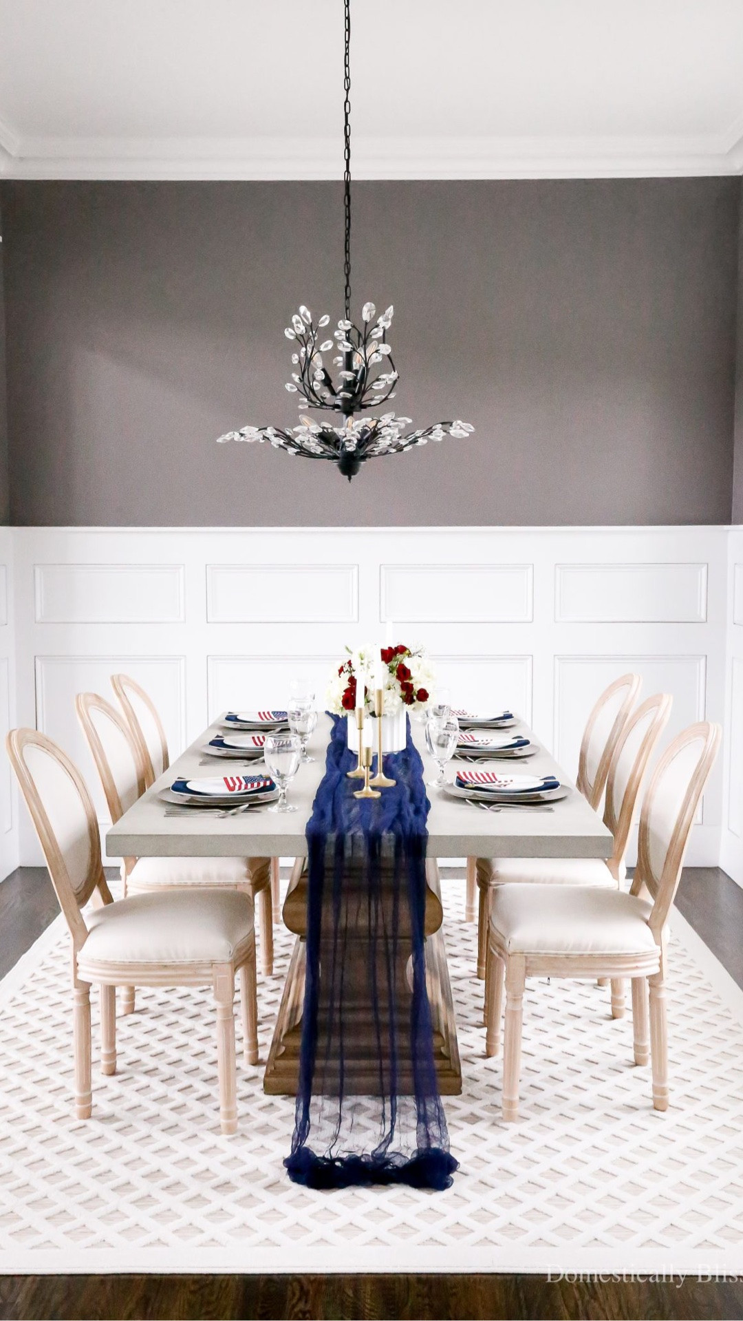 4th of July Tablescape with a royal blue table runner, red and white flowers, and little American flags.

See details:
https://domesticallyblissful.com/4th-of-july-tablescape/

🔗 Join our newsletter: https://domesticallyblissful.com/newsletter/

#LTKHome #LTKSeasonal #LTKvlog