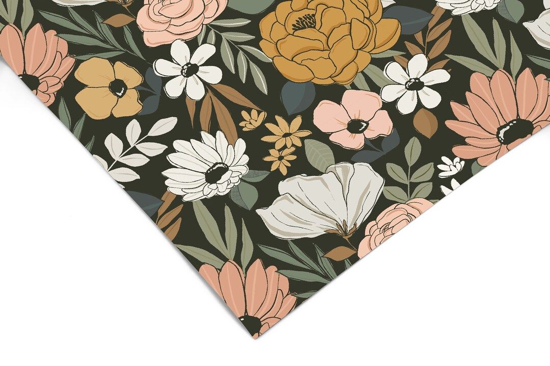 Contact Paper Vintage Dark Floral Peel and Stick Wallpaper Removable Wallpaper Shelf Liner Drawer... | Etsy (US)