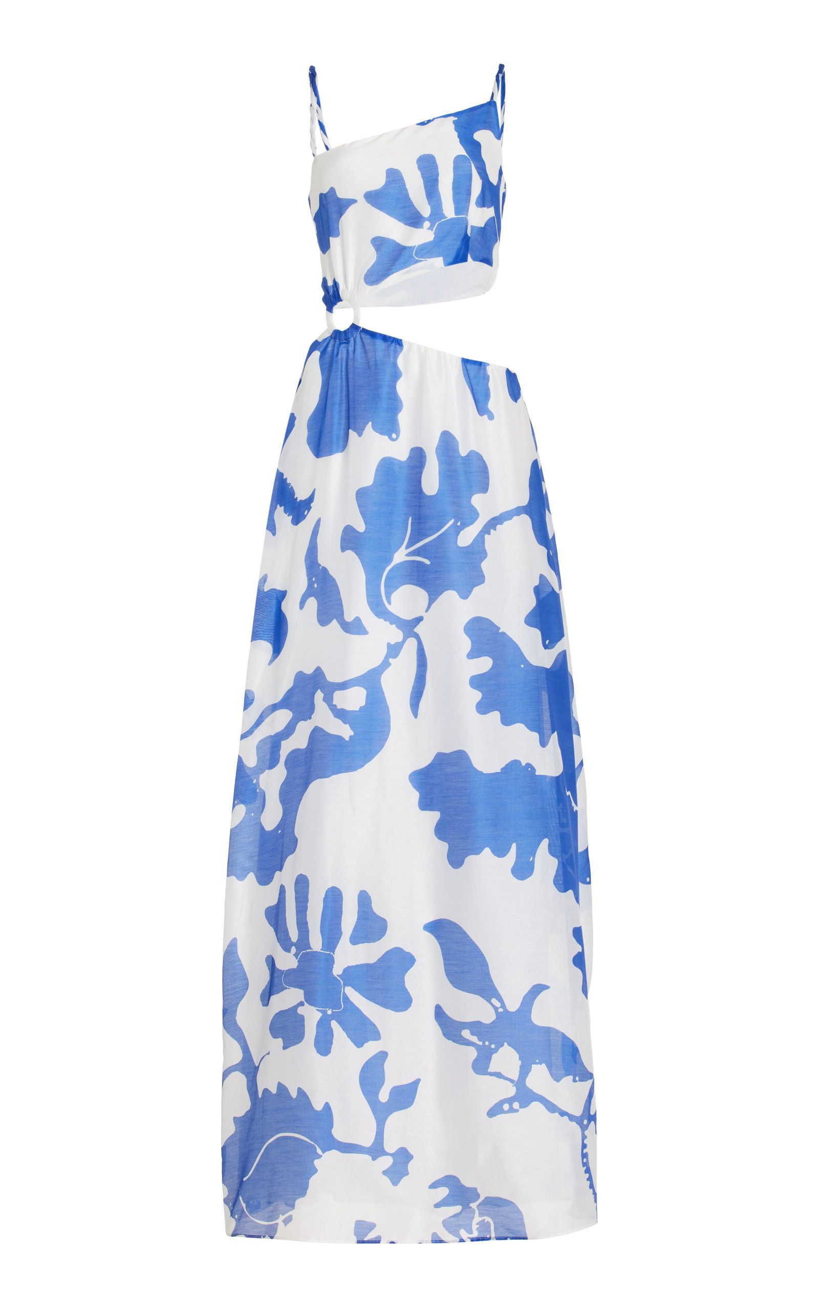 SIR - Women's Vivi Asymmetric Cotton-Silk Maxi Dress - Blue - 2 - Moda Operandi | Moda Operandi (Global)
