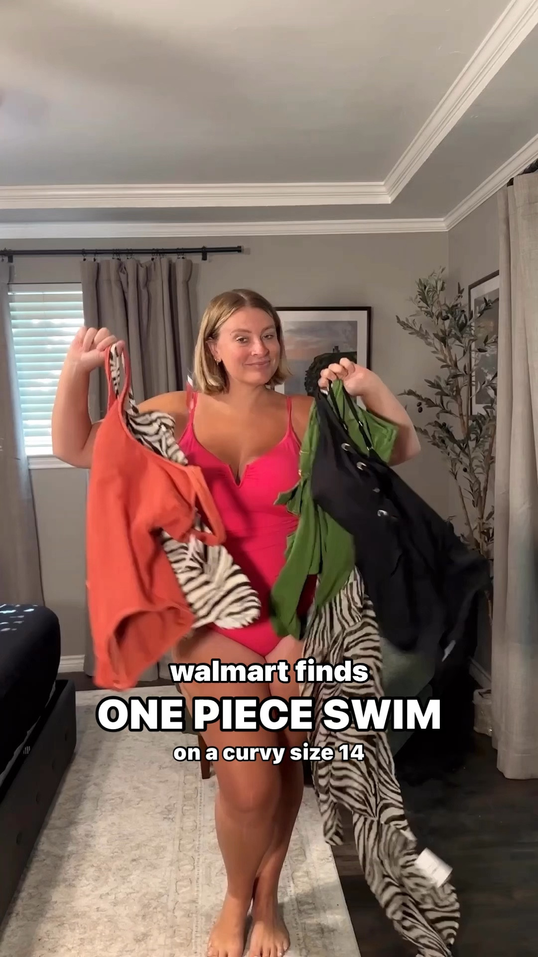 Walmart swimsuits — for reference: one piece bathing suits run either XS-2X or XS-3X. i took XL DD in animal print, 1X in green (didn’t work for my chest) and XL in others. also, if you need additional fit info,  just let me know! happy to help!

#LTKPlusSize #LTKFindsUnder50 #LTKSwim