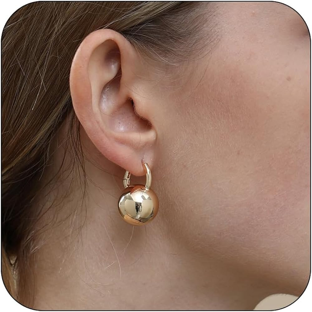 Ascona Gold/Silver Hoop Earrings, Gold Plated Ball Drop Dangle Hypoallergenic Lightweight Earring... | Amazon (US)