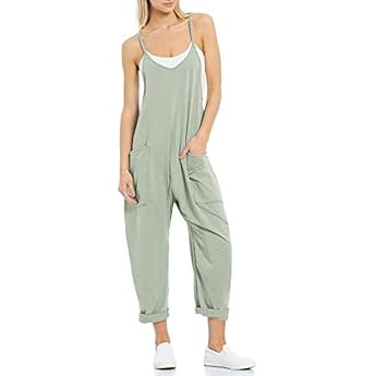 Lviefent Womens Loose Oversized Sleeveless Jumpsuit Adjustable Spaghetti Strap Wide Leg Overall Romp | Amazon (US)