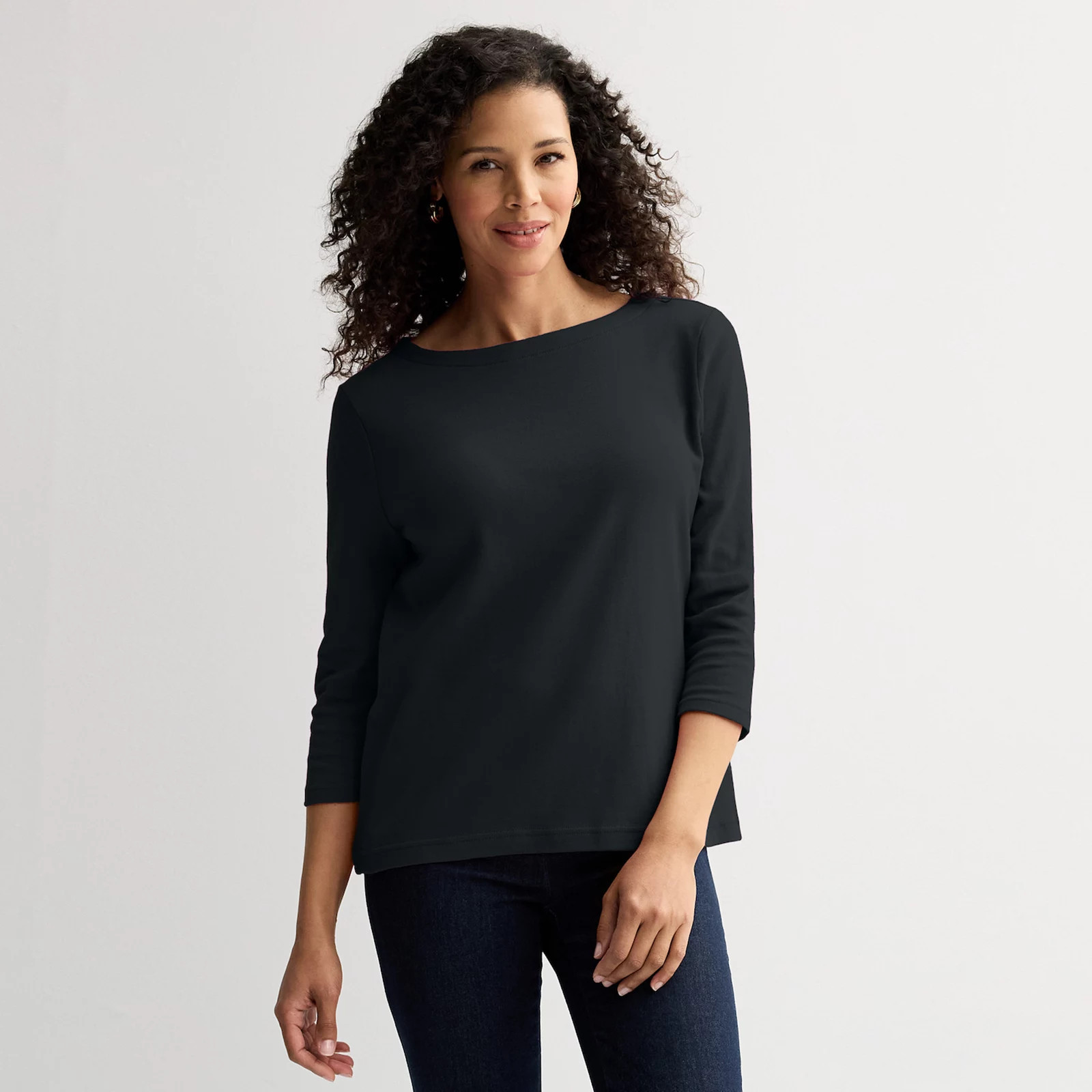 Women's Croft & Barrow® Boatneck Top, Size: Large, Mineral Black | Kohl's