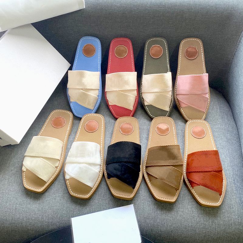 Women Sandals Woody Mules Brand Slipper Slide Sandal Fahsion Deisgner Lady Lettering Fabric Outdo... | DHGate