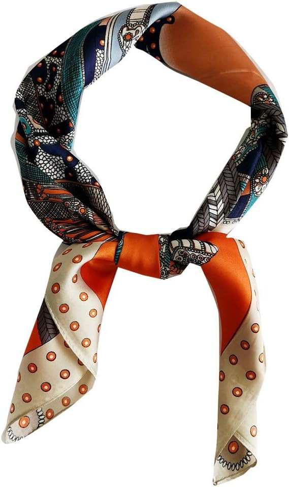 FONYVE Silk Feeling Scarf Medium Square Satin Head Scarf for Women 27.5 × 27.5 inches | Amazon (US)