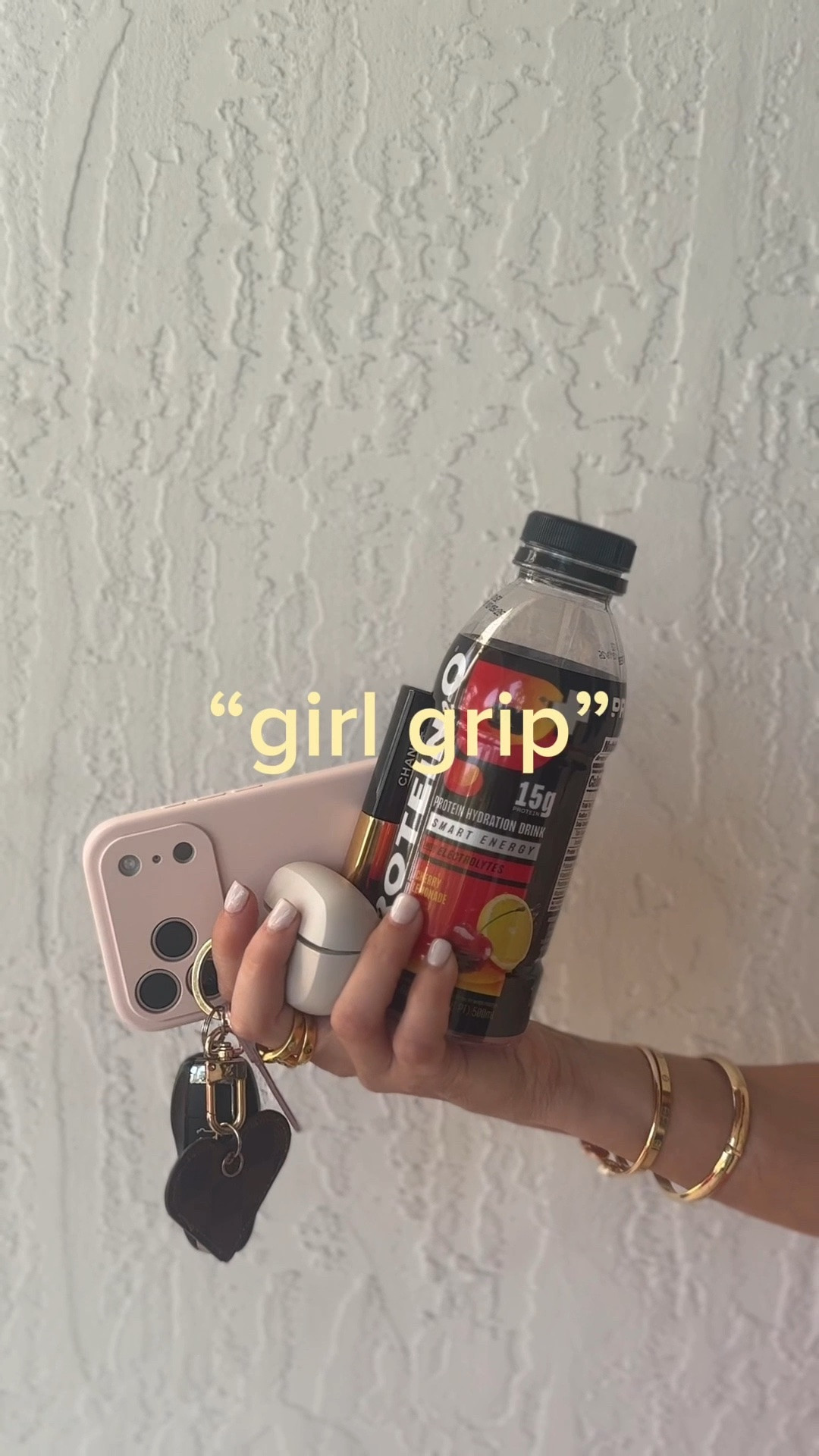 What’s in my grip ! I will always have that protein water in my hand , purse anywhere , also the best ear  buds EVER , channel lipstick / gloss and keys .

#LTKmomlife #LTKOver40 #LTKPetite