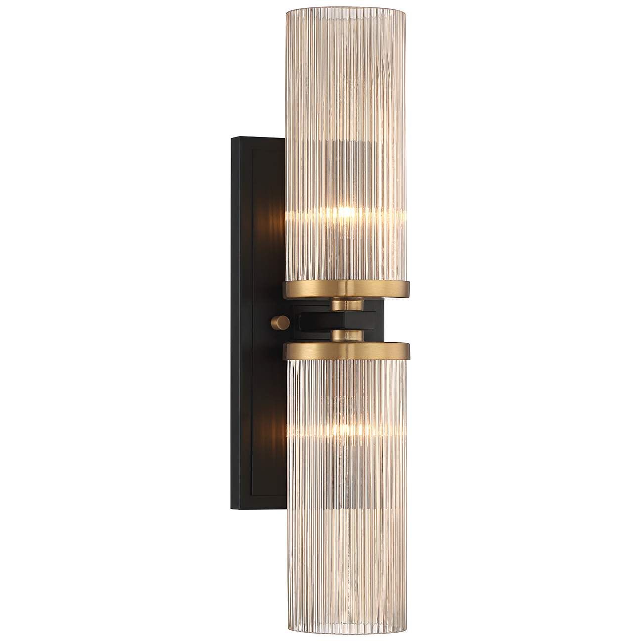 Stiffel Palais 20 1/4" High Black and Warm Brass 2-Light Wall Sconce | Lamps Plus