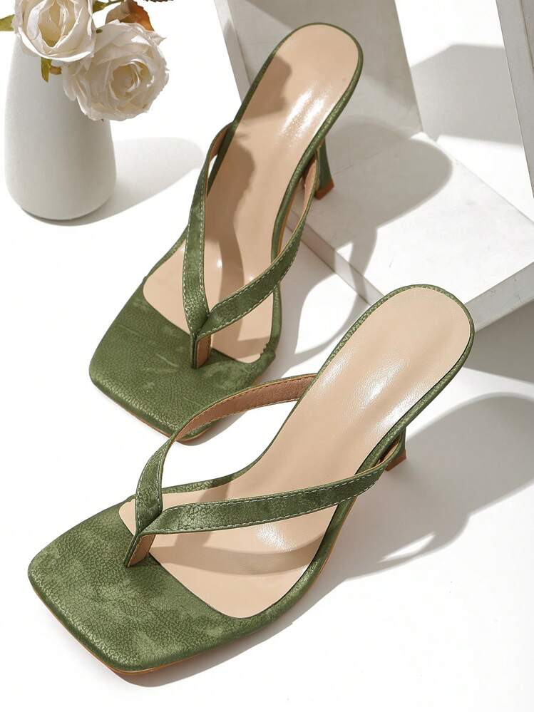 Classic Minimalist Striped Thong Women High Heel Sandals,Spring Summer Outfits | SHEIN