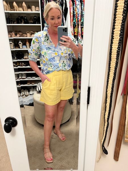 Summer or I t li en top with yellow shorts. These are sold out from Target but I found similar. True to size. 

#LTKSaleAlert #LTKOver40 #LTKFindsUnder50