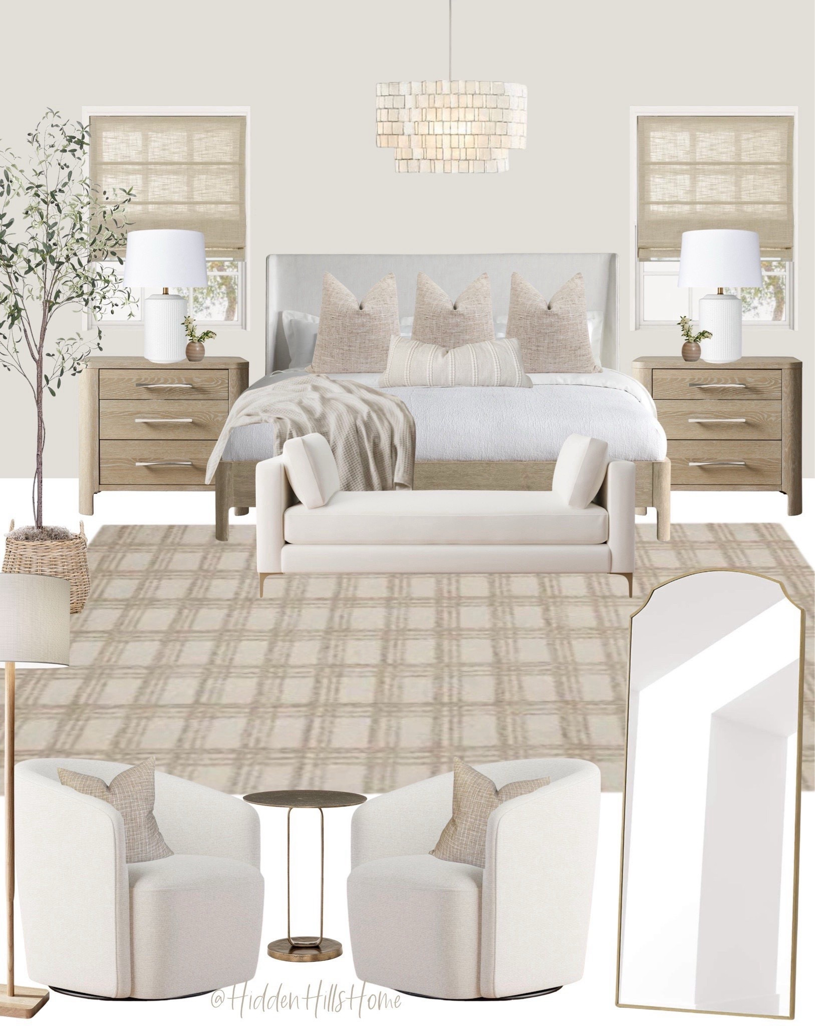 Bedroom decor mood board, bedroom design ideas, bedroom inspiration, home decor, master bedroom decor ideas with neutral tones #bedroom 
Wall color is SW Eider White



#LTKGiftGuide #LTKHome #LTKSaleAlert