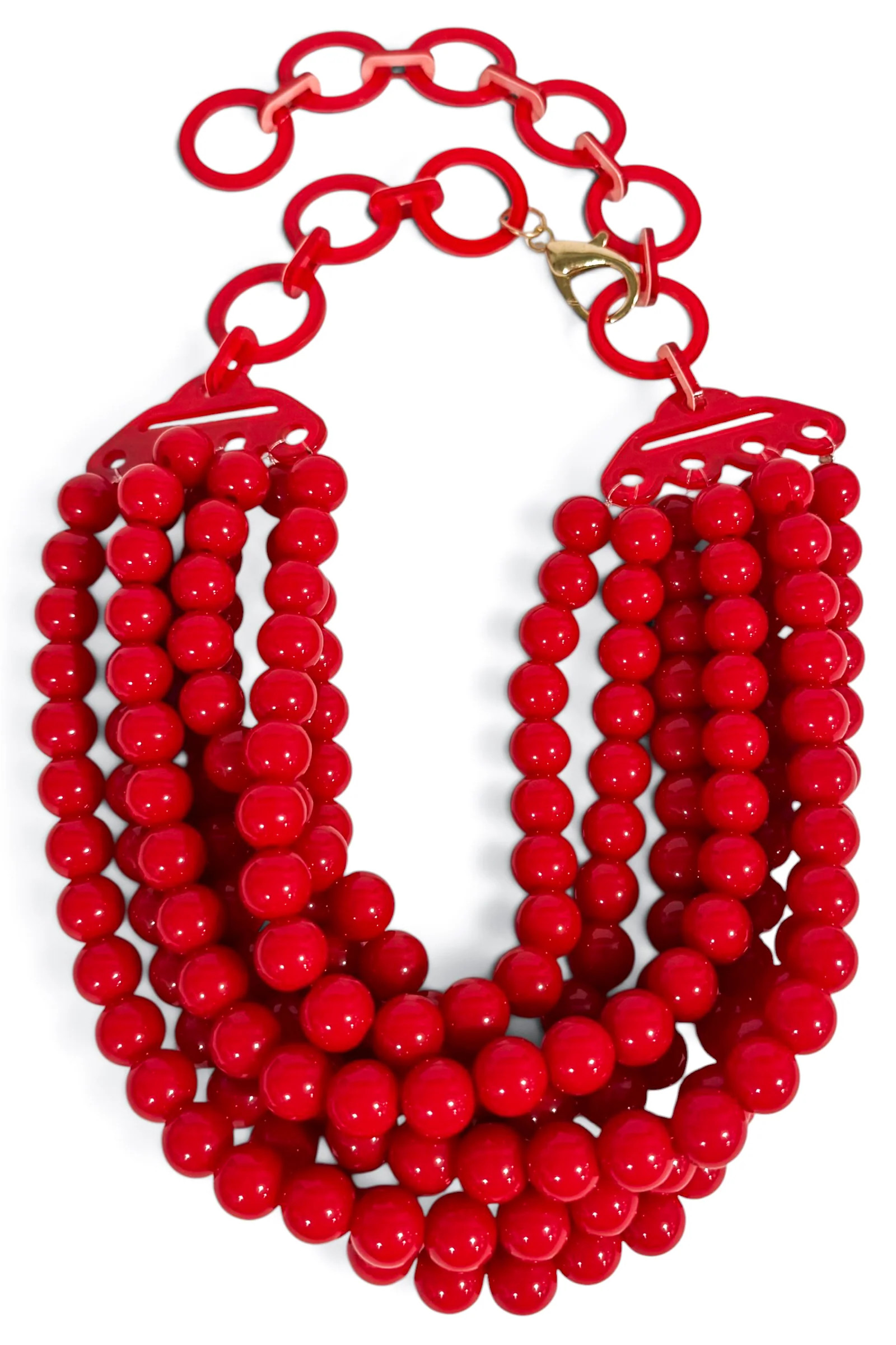 TWT® Laura Red Smooth Bead 7 Strand Necklace | The Willow Tree