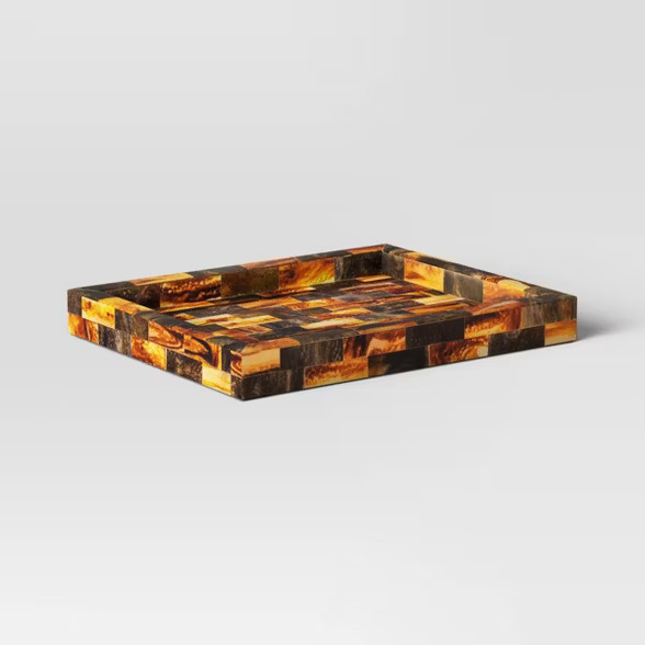 10.5" x 1.5" Decorative Faux Horn Tray Brown/Black - Threshold™ | Target