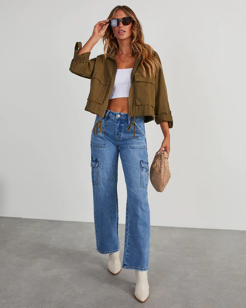 VICI Urban High Rise Cargo Jeans - Medium Wash | VICI