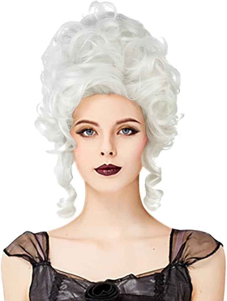 Classic 18th Century Baroque Marie Antoinette Wig Ladies Adult Halloween Cosplay Accessories Silv... | Amazon (US)