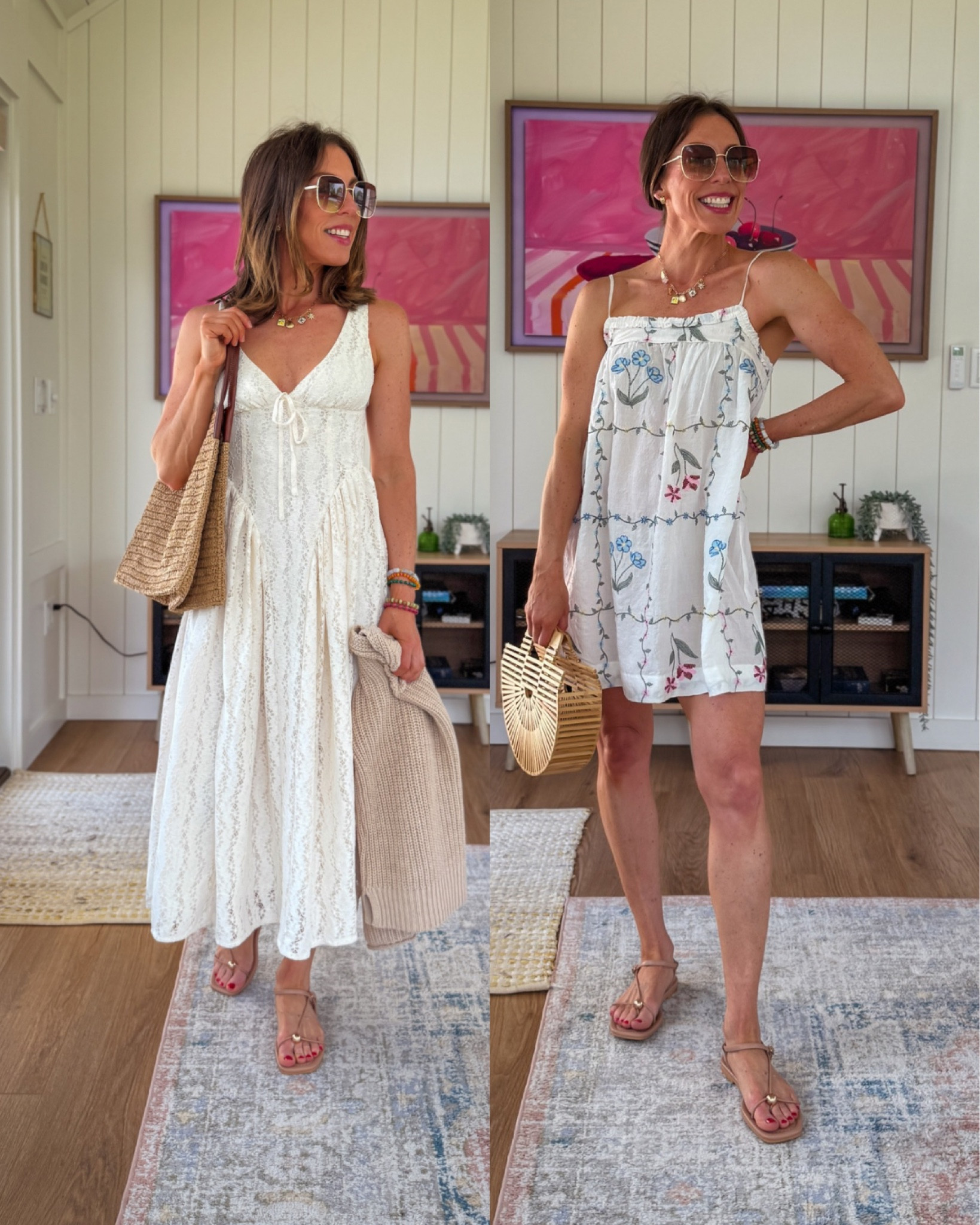 Both dresses fit TTS. In an Xs in both 