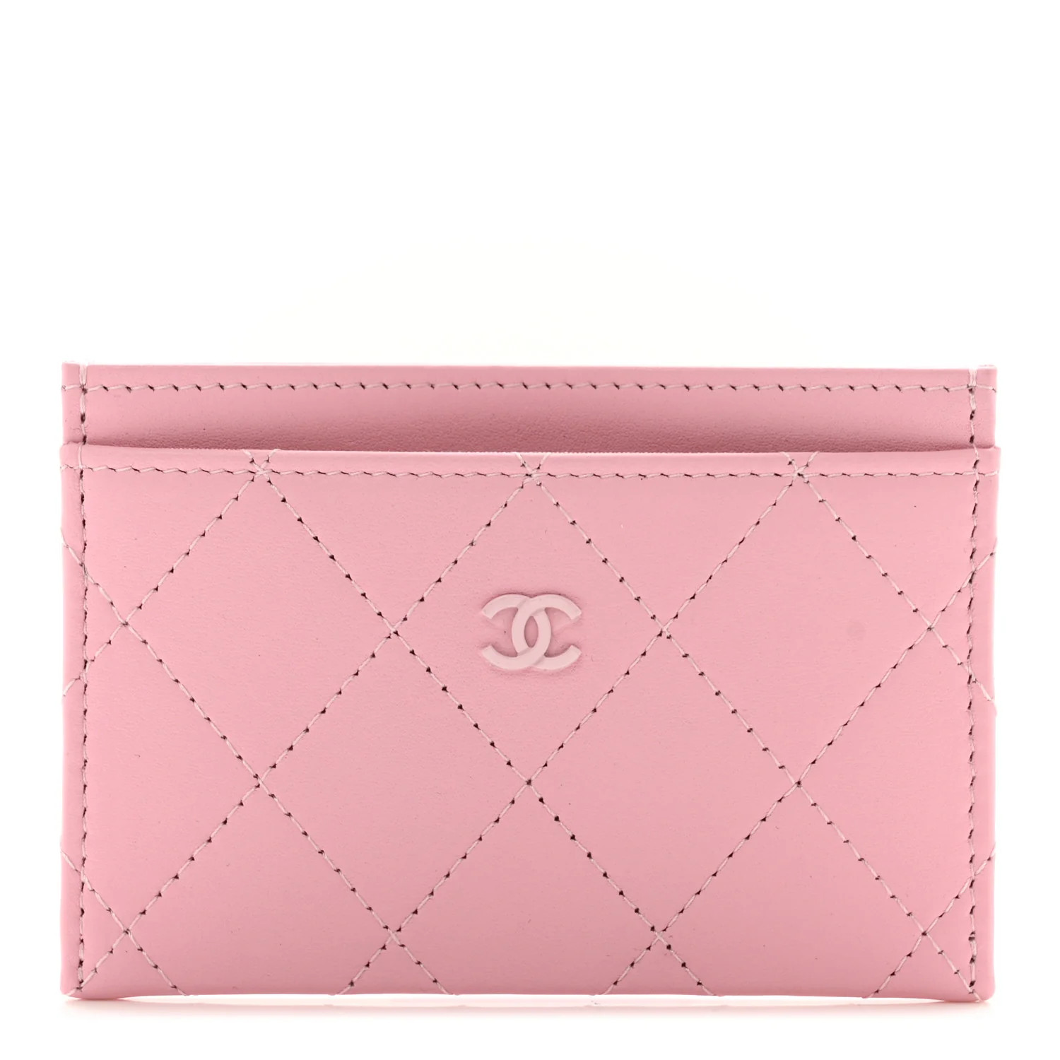 Lambskin Quilted Card Holder Light Pink | FASHIONPHILE (US)