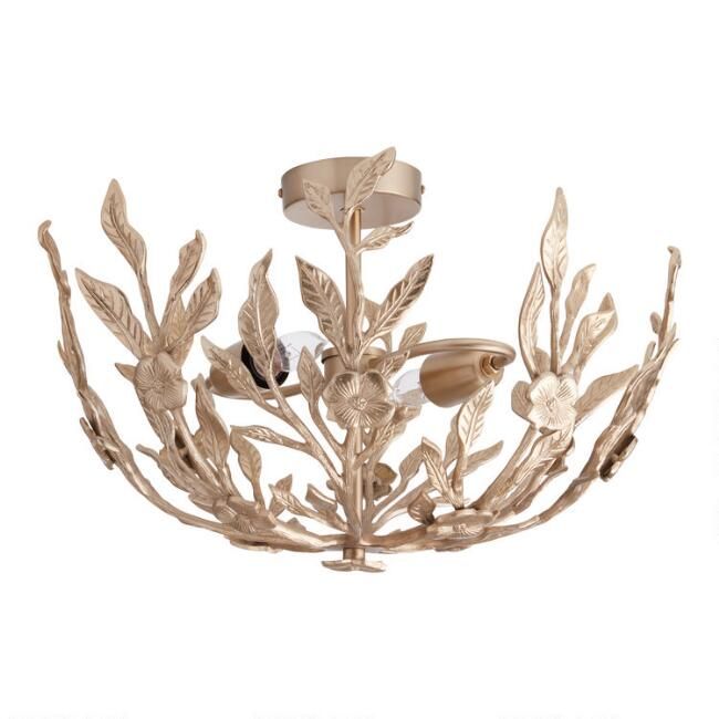 Jane Gold Floral Semi Flush Mount Ceiling Light | World Market