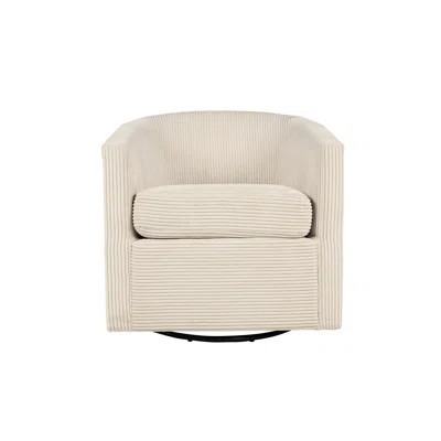 360 Degree Swivel Beige Corduroy Upholstered Accent Chair With Padded Seat And Fiber Batting, Comfortable Seating Removable Hardware, Contemporary Des | Wayfair North America