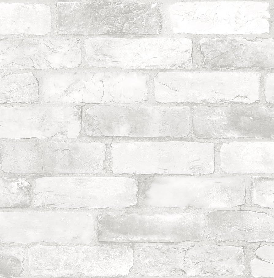 NuWallpaper NU2218 Loft Brick Peel Stick Wallpaper, White & Off-White | Amazon (US)