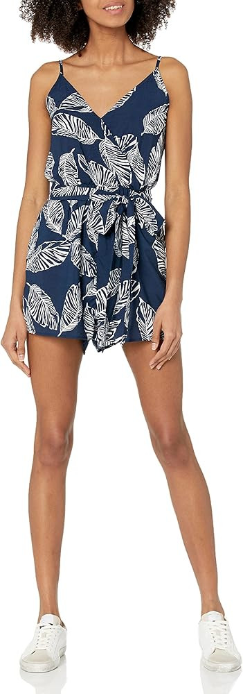 Amazon.com: SheIn Women's V Neck Tropical Print Elastic Waist Tulip Hem Cami Romper Green-Leaves ... | Amazon (US)